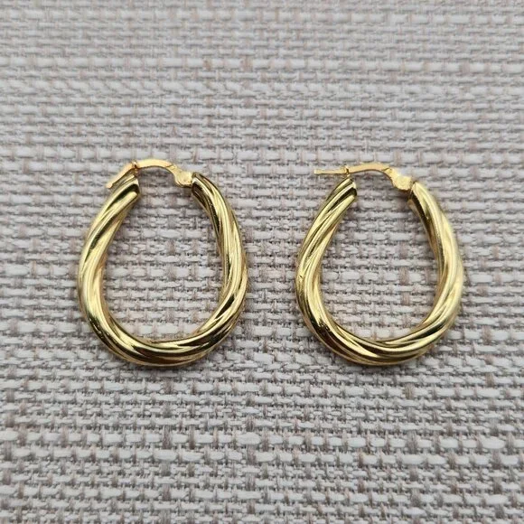 Gold Over Sterling Silver Braided Hoop Earrings A6488 - Picture 1 of 5